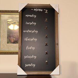 Shabby Chic Box Weekly Menu Decor with Clips for Notes